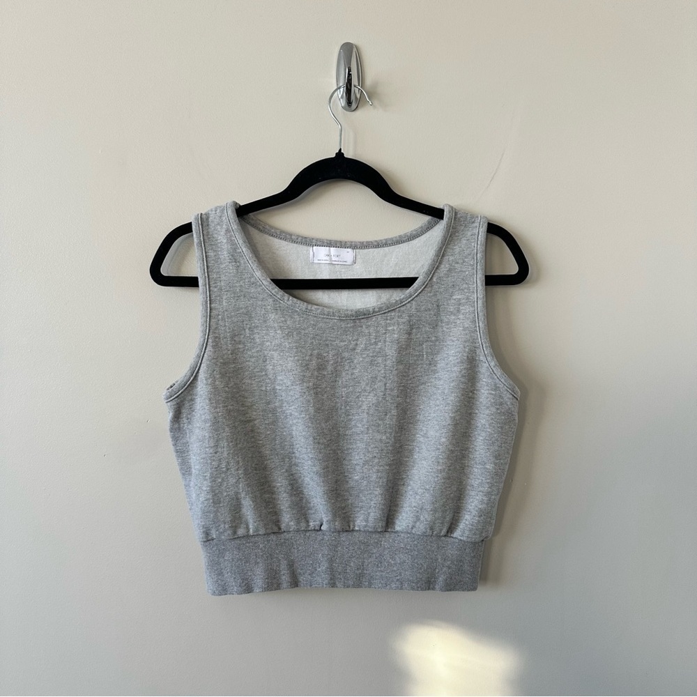 Oak & Fort-Sweatshirt Material Lighter Weight Muscle Cropped Tank Top-Size:Small
